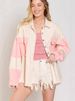 K New Retro Color Blocked Denim Jacket With Lapel And Casual Distressed Edge For Women_mkmklike.com