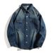 American High Street Spring Autumn Washed Denim Long Sleeved Shirt, Brand Workwear, Rugged And Handsome, Old-Fashioned_mkmklike.com