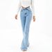 Women’s Flared Jeans – Casual Bell-Bottom Denim Pants With Mid-Rise Waist & Zip Fly (Sizes 25-32, Cotton Blend, Washed Blue, Office & Street Style)_mkmklike.com