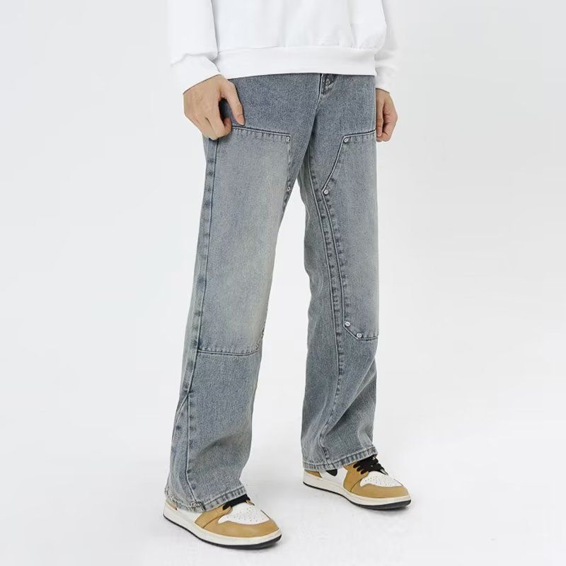 Nordmann Vintage Washed Retro Jeans For Men, Autumn Winter Style, Cool And Versatile Casual , American Style Loose Straight_mkmklike.com