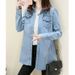 Chicco Denim Layered Wear Autumn Winter Long Sleeve Loose Mid-Length Plus Size Spring Base Shirt Women's Blouse Jacket_mkmklike.com