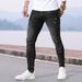 Men's Slim Fit Stretch Jeans Whiskered Washed Casual Trousers Black Light Blue Dark Blue Mid Waist Skinny Jeans_mkmklike.com