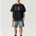 Men's Clothing Men's Summer Denim Shorts Style Trendy High Street Heavyweight Distressed Ripped Drawstring Loose Fitting Casual Five Quarter Length_mkmklike.com