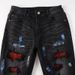 High Street Trendy Men's Jeans Hot Diamond Black Ripped Patch Jeans Stretch Men's Trendy Men's Pants_mkmklike.com