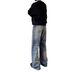 Men's Distressed Ripped Jeans Loose Fit Wide Leg American High Street Trendy Edgy Style_mkmklike.com