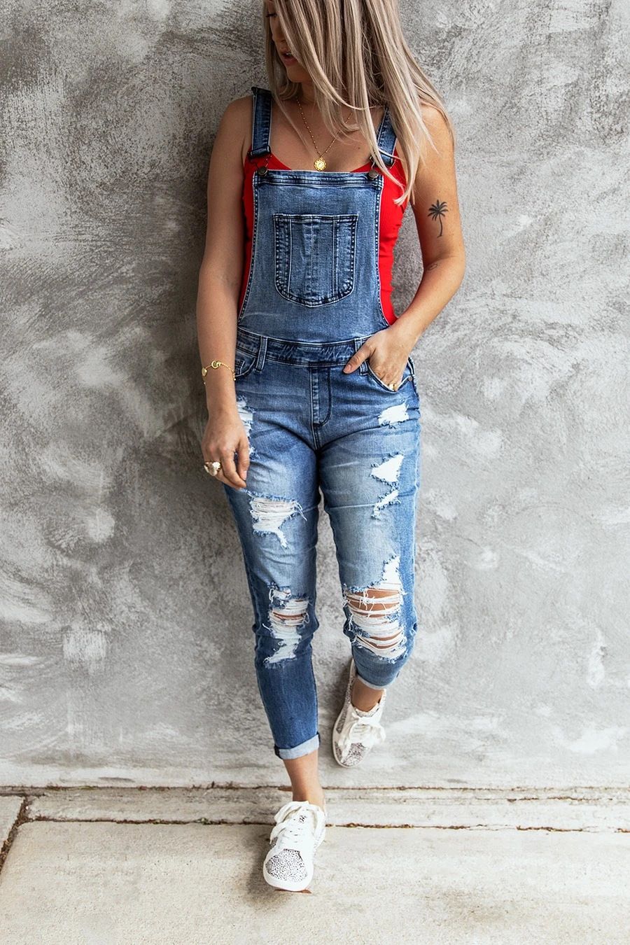 Women's Clothing Autumn And Winter New Women's Fashion Ripped Slim Stretch Jeans Women's Overalls Trousers_mkmklike.com