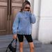 Women's Distressed Denim Jacket Relaxed Fit round Neck Zip up Casual Style for Everyday Wear_mkmklike.com
