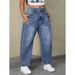 Women's Summer Loose Straight Leg Wide Leg Jeans Washed Denim New Style_mkmklike.com