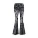Vintage American Flare Jeans For Women - High Waisted Stretchy Denim Pants With Distressed Wash, Retro Streetwear Style_mkmklike.com