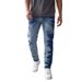 Men's Slim Straight Leg Denim Trousers High Street Retro Style Tie Dye Washed Meikeduo Shein Lightning Pattern_mkmklike.com