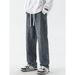 Men's Stretch Waist Straight Leg Jeans – Relaxed Fit Wide-Leg Trousers For Casual & Streetwear Style_mkmklike.com