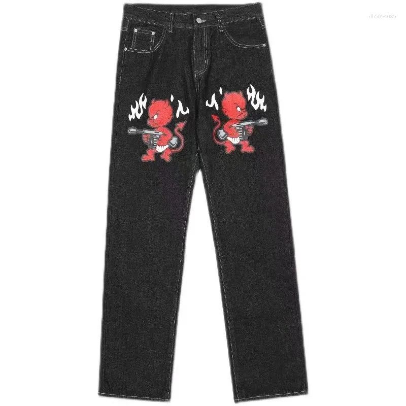 Men's Jeans Y2k Vintage Baggy Cherry Blossom Knight Embroidery Fashion Men Women Streetwear Straight Wide Leg Patchwork_mkmklike.com