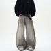 Retro Washed Scimitar Jeans Trendy Street Loose Wide Leg Pants For Men And Women Ink Splashed Old Gray_mkmklike.com