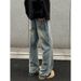 American Retro Lightning Pattern Flared Jeans For Men, Autumn Winter Trendy Brand, Stylish And Slimming, Plus Size,_mkmklike.com