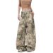 Women's Casual Loose Wide Leg Jeans Camouflage Tree Branch Embroidery European American Style Cross Border Foreign Trade Curved Trousers_mkmklike.com