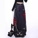 Rock-punk Ripped Straight Wide-leg Jeans For Women, New Spring Style, High-waisted, Loose, Embroidered, With A Draping_mkmklike.com