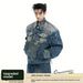 European And American High-end Heavy Industry Retro Fine Flash Diamond-encrusted Shoulder-padded Denim Jacket Men's Jacket And Jeans Set_mkmklike.com