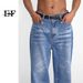 EF JEANS | 2023 New Product, Casual Denim Trousers, Men's And Women's Same Loose Wide-leg Korean Version, Retro Trendy Blue_mkmklike.com