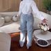 Women's Clothing Hollow Diamond Overalls Multi Pocket Stretch Jeans For Women_mkmklike.com