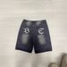 Men's Embroidered Distressed Denim Shorts – Vintage Washed & Artistic Stitching For Edgy Style_mkmklike.com