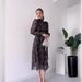 Women's Clothing women's fashion printed round neck high waist chiffon long sleeve dress_mkmklike.com