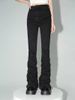 Pleated Elastic Black High-Waisted Jeans For Women, Spring New American High Street Style, Flared Washed Long Pants_mkmklike.com