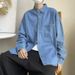 American Long Sleeved Denim Shirt Men's Spring Trend Loose Casual Workwear Cardigan Jacket Clothes_mkmklike.com