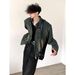 Short Denim Jacket, Trendy Men's Clothing, Shoulder Pads, Stand Up Collar Denim Jacket_mkmklike.com