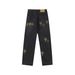 Trendy Fashionable Versatile New Leopard Print Lightning Patch Leather Denim Pants For Men_mkmklike.com