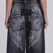 Women's Clothing Washed Old Gradient Wings Printing Retro New Loose Wide Leg Denim_mkmklike.com