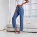 Women's Beaded Washed Denim Jeans Straight Leg Long Pants Relaxed Everyday Wear Versatile Comfortable Feshion Trend_mkmklike.com