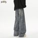 Men's Jacquard Jeans High Street Vibe Washed Straight Casual Pants Loose Handsome Flared Autumn Trend Brand_mkmklike.com