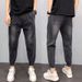 Spring New Men's Loose Fit Casual Skinny Jeans Distressed Black Jogger Harem Pants Versatile Denim_mkmklike.com
