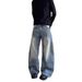 Men's Vintage Light Blue Straight Bootcut Jeans - High Street Cleanfit Style With Bamboo Cotton & Distressed Details_mkmklike.com