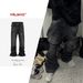MIJKO Men's And Women's Ink Splash Flared Cat Whiskers Jeans Unisex American Retro Textured Slim Fit Long Pants Trendy_mkmklike.com