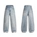 Women's Clothing High Street Washed Loose Wide Leg Pattern Wide Leg Printed Jeans Straight Trousers For Men_mkmklike.com