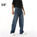EF JEANS | 2025 Spring New Product Personalized Wash Blue Black And Gray Cat Whisker Jeans Loose Straight Pants_mkmklike.com