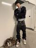 Men's Slim Fit Straight Leg Jeans Double Waist Patchwork Faux Two Tone Design Street Style Gathered Floor Length Denim_mkmklike.com