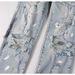 Guangzhou High Street Trendy Brand AM New Light Color Splash Ink Washed Ripped Jeans Men Patch Elastic Slim Fit Skinny_mkmklike.com
