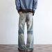 Men's Vintage Washed Denim Pants - Oversized Straight-Leg High Street Trousers (Black/Distressed, S-2XL)_mkmklike.com