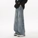 Men's American High Street Jeans, Elastic Waisted Loose Straight Leg Micro Pants, Men's 2025 New Style_mkmklike.com