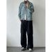 Collar Zipper Large Pocket Denim Jacket Retro Workwear Loose Casual Trend Top Jacket_mkmklike.com