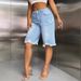 Women's Clothing Fashion Ripped Raw Edge Wide Leg Straight Denim Breeches_mkmklike.com