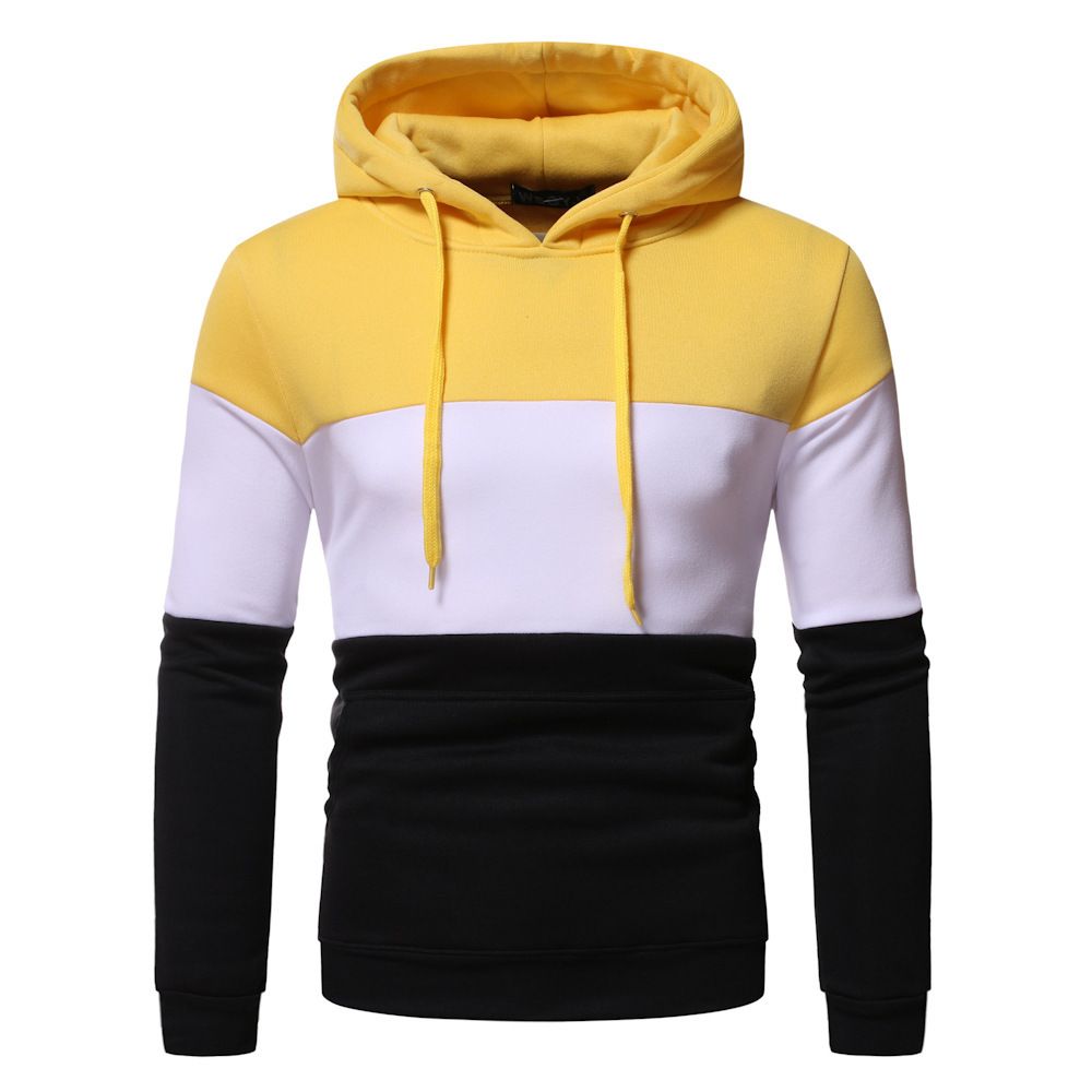 Men's Clothing autumn and winter men's clothing 3 color splicing pullover hooded casual men's sweater jacket_mkmklike.com