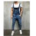 Men's Distressed Denim Overalls – Vintage-Inspired Drop-Crotch Suspenders Jumpsuit (Dark Blue/Black, Relaxed Fit, Artisan Rips, Button Fly)_mkmklike.com