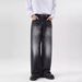 Men's Loose Fit Vintage Washed Denim Jeans | 90s Retro Straight Leg Wide Trousers With Dragging Hem Vintage-Inspired Washes_mkmklike.com