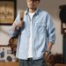 Large Size Men's Clothing New Tencel Ultra-thin Denim Shirt Spring And Summer Solid Color Fat Denim Shirt Men's Hair_mkmklike.com