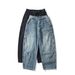 Distressed High-Waisted Baggy Jeans For Men – Vintage Washed Denim, Oversized Straight-Leg, Streetwear Drop-Crotch (Unisex, 90s Grunge Aesthetic)_mkmklike.com