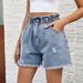Women's Clothing Summer New Washed Elastic Waist Denim Flower Bud Shorts Trend_mkmklike.com