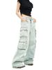 Pulse Style Multi-Pocket Jeans For Men, Niche Retro Blue Wide-Leg Cargo Pants, Couple's European And American Trendy Pants_mkmklike.com